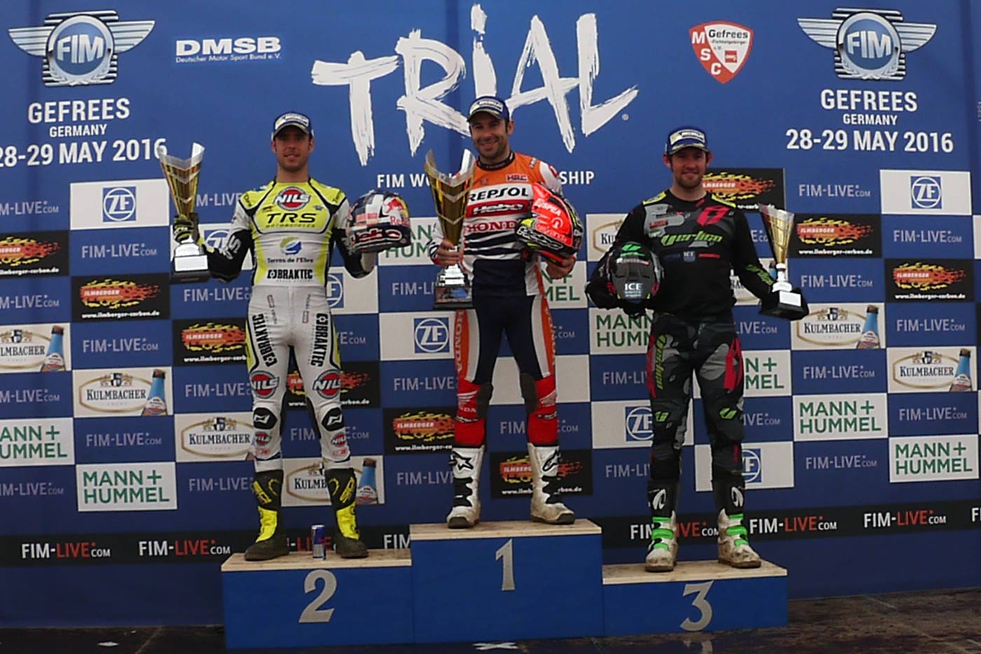 James Dabill auf dem Podium in Gefrees beim Trial GP Deutschland